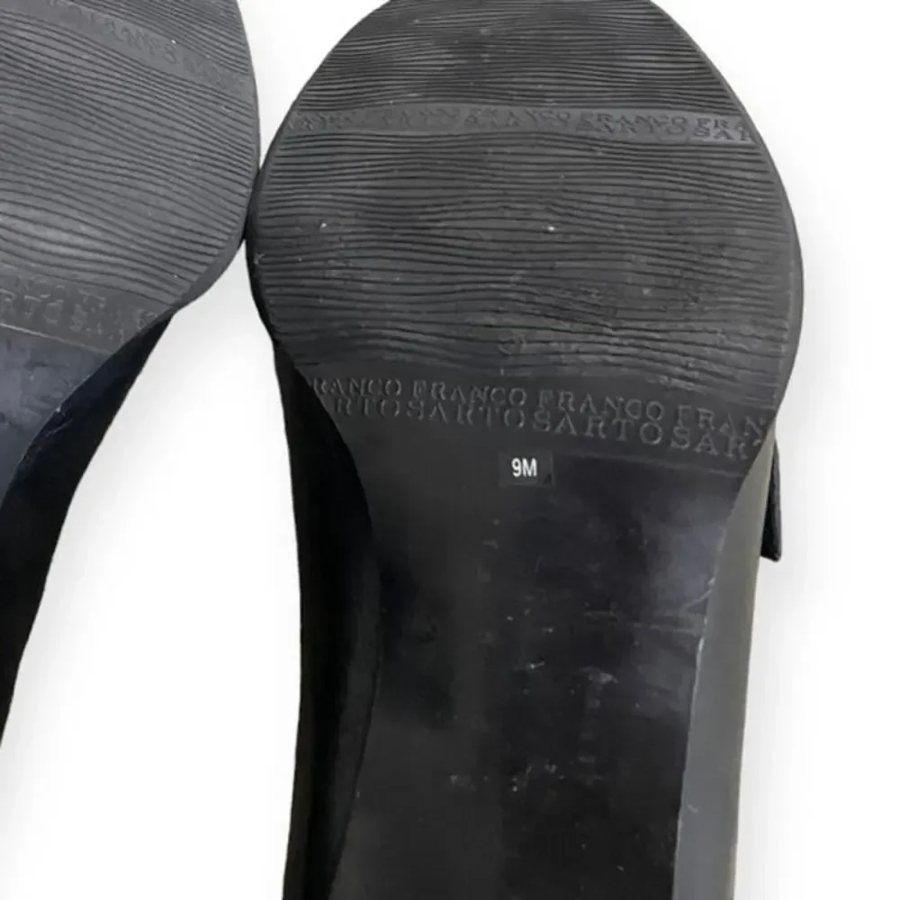 Franco Sarto Black Leather Block Heel Loafer